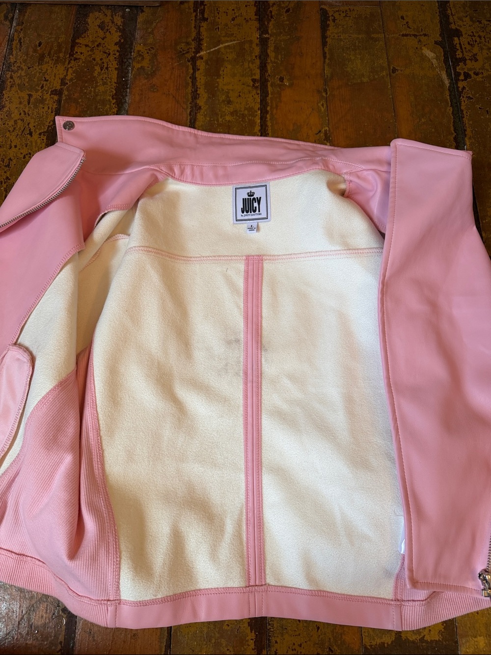 Juicy Couture Pastel Pink Bomber Jacket with Cream Lining